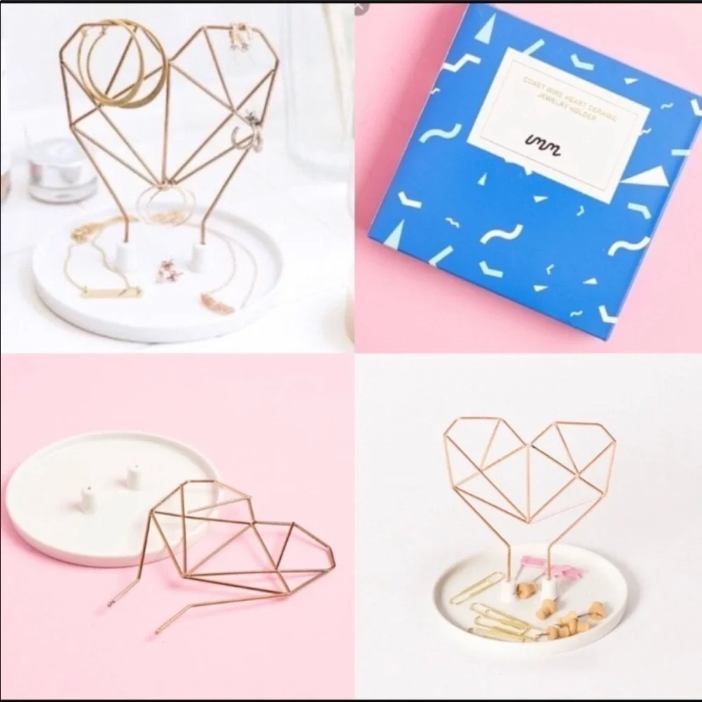 IMM Living Coxet Wire Heart Ceramic Jewelry Holder